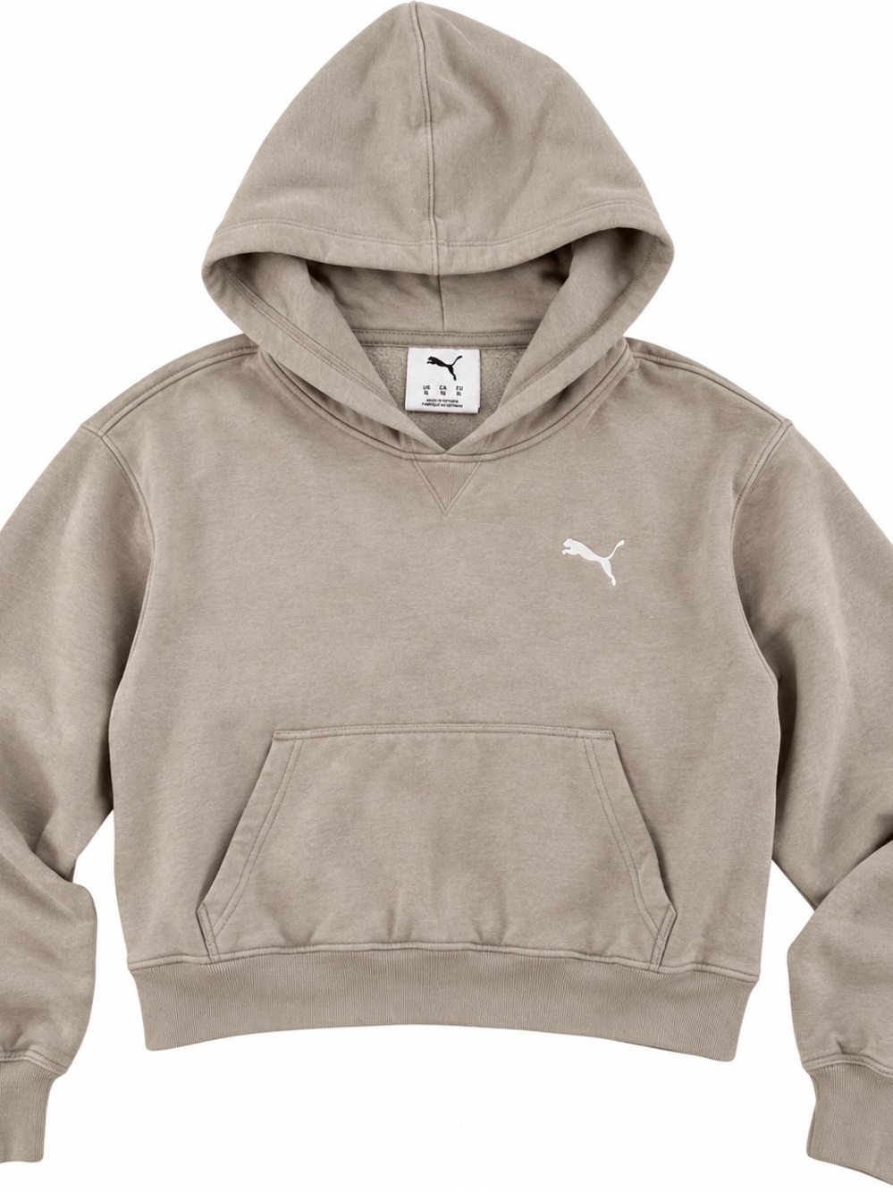 PUMA Essentials Cropped Fleece Hoodie Beige Women’s XL